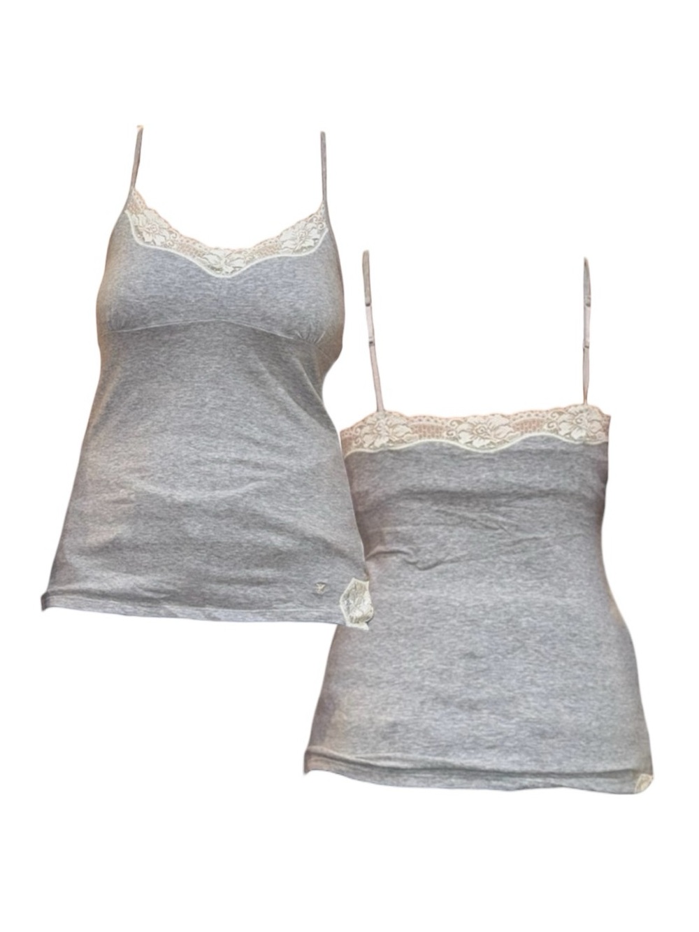 Y2K Gray Camisole with Lace Trim